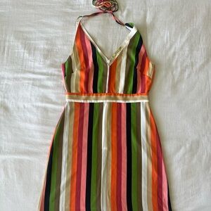 Gianni Bini Danielle A-Line Sleeveless Vertical Stripe Crepe Dress